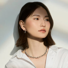 将图像加载到图库查看器中,Signature White and Black Diamond Hoop Earrings