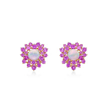 Load image into Gallery viewer, Pink Sapphire Opal Earrings
