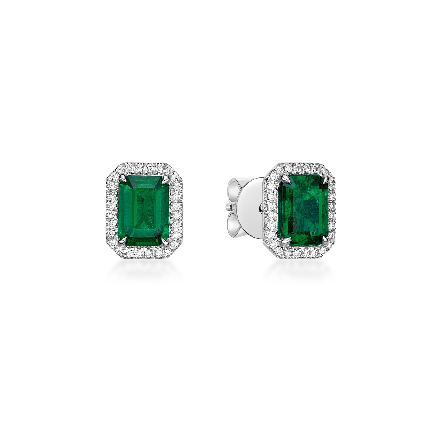 Emerald Diamond Halo Earrings