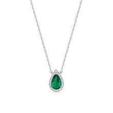 Load image into Gallery viewer, Pear Shape Emerald Diamond Halo Necklace
