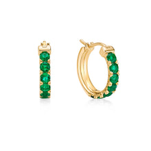 Load image into Gallery viewer, Emerald Hoop Earrings