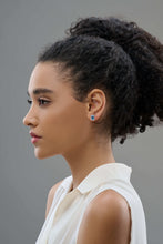 Load image into Gallery viewer, Emerald Cut Aquamarine Diamond Halo Earrings