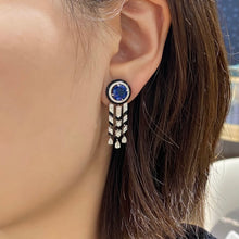 Load image into Gallery viewer, Blue Sapphire Ceramics Diamond Earrings