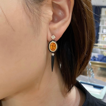 Load image into Gallery viewer, Spessartite Garnet Ceramics Diamond Earrings