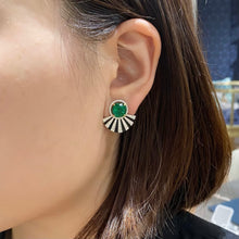 Load image into Gallery viewer, Ceramics Diamond Jacket with Emerald Studs