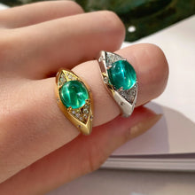 将图像加载到图库查看器中,Aura Eye Colombia Emerald Diamond White Gold Ring