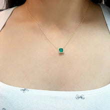 Load image into Gallery viewer, Emerald Cut Emerald Diamond Halo Necklace
