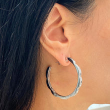 Load image into Gallery viewer, White Gold Petal Diamond Hoop Earrings