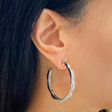 Load image into Gallery viewer, White Gold Petal Diamond Hoop Earrings