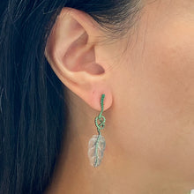 Load image into Gallery viewer, Jadeite Leaf Tsavorite Earrings