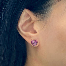 Load image into Gallery viewer, Heart Shape Pink Sapphire Studs