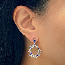 Load image into Gallery viewer, Blue Sapphire Diamond Earrings