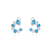 Load image into Gallery viewer, Aquamarine Diamond Hoop Earrings