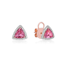 Load image into Gallery viewer, Padparascha Diamond Halo Earrings
