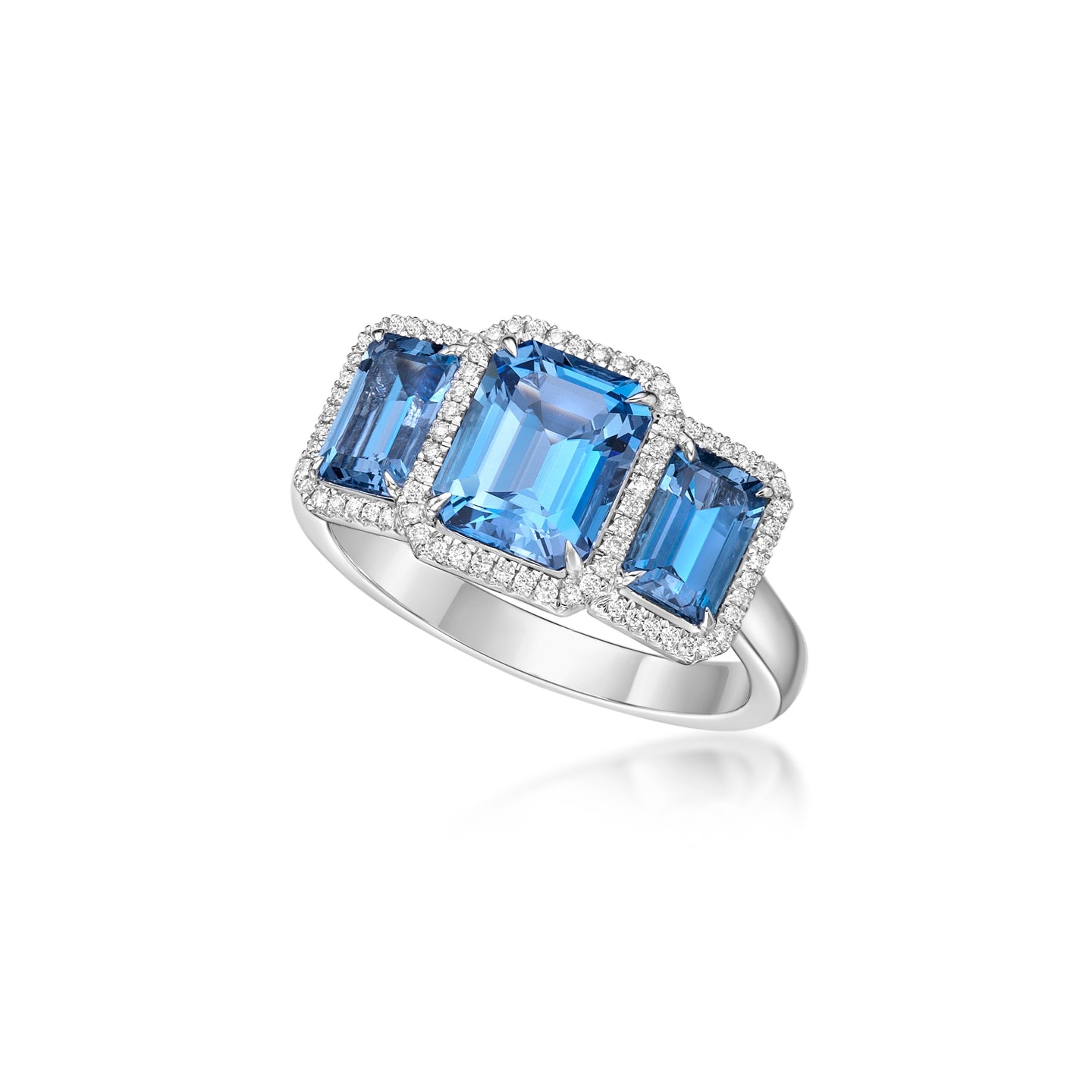 Emerald Cut Aquamarine Diamond Ring