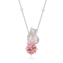 将图像加载到图库查看器中,Cat Pink Tourmaline Diamond Necklace