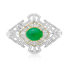 将图像加载到图库查看器中,Interchangable Art Deco Diamond Jadeite Pendant & brooch