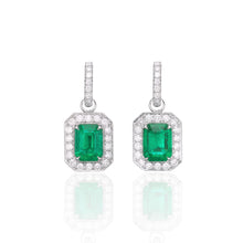 Load image into Gallery viewer, Emerald Diamond Earrings