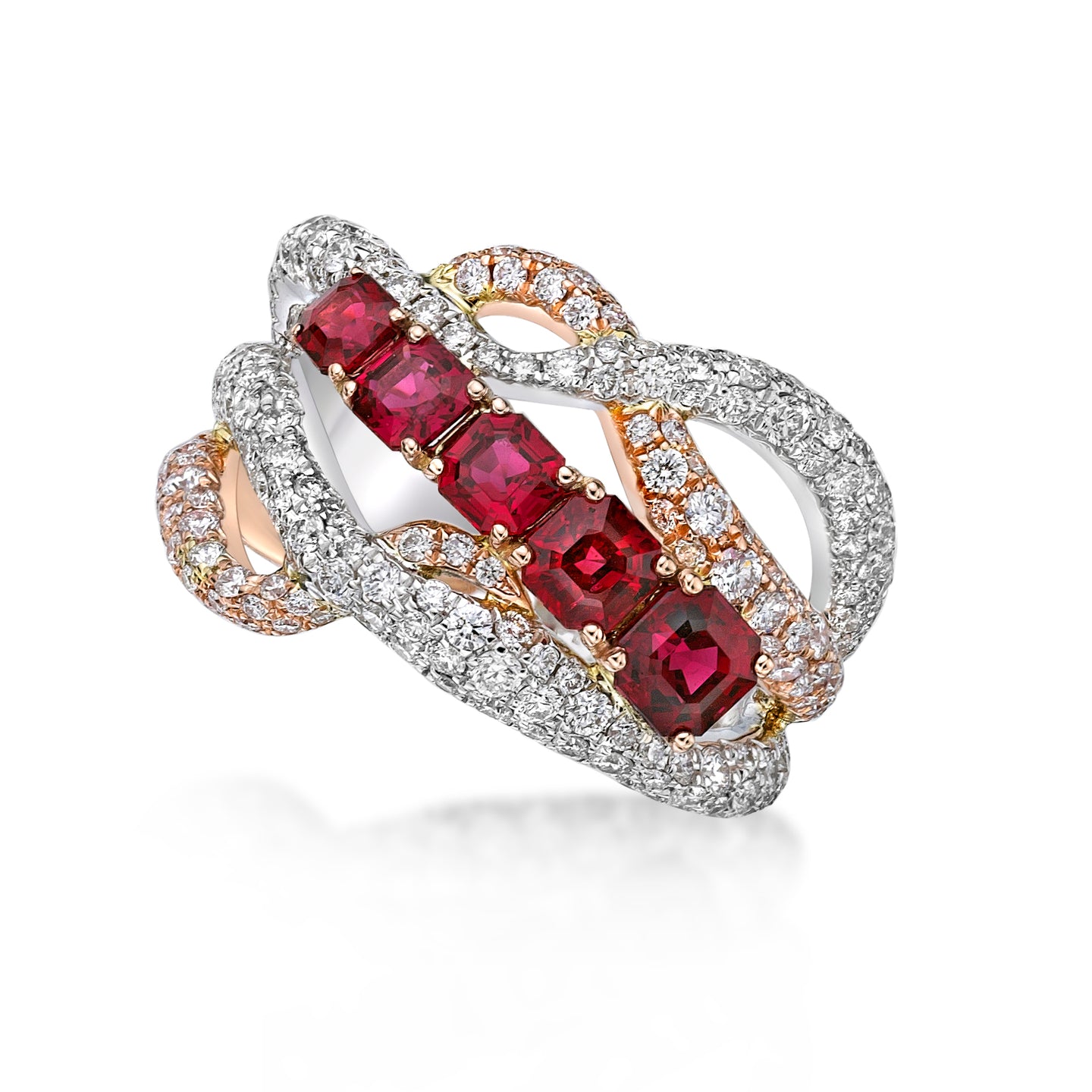 Red Spinel Diamond Ring