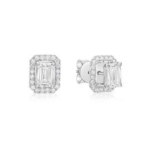 Load image into Gallery viewer, Emerald Cut Diamonds Earrings with Detachable Diamond Halo Jackets
