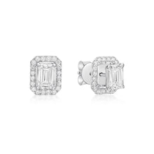 Load image into Gallery viewer, Emerald Cut Diamonds Earrings with Detachable Diamond Halo Jackets