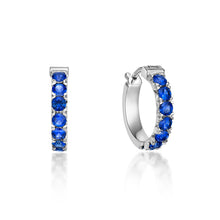 Load image into Gallery viewer, Blue Sapphire Hoop Earrings