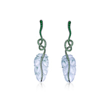 Load image into Gallery viewer, Jadeite Leaf Tsavorite Earrings