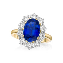 将图像加载到图库查看器中,Oval Blue Sapphire Diamond Ring