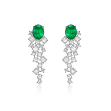 Load image into Gallery viewer, Oval Shape Emerald Diamond Earrings