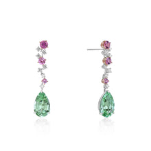 Load image into Gallery viewer, Green Tourmaline Diamond Drop Earrings