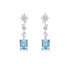 Load image into Gallery viewer, Aquamarine Star Diamond Earrings