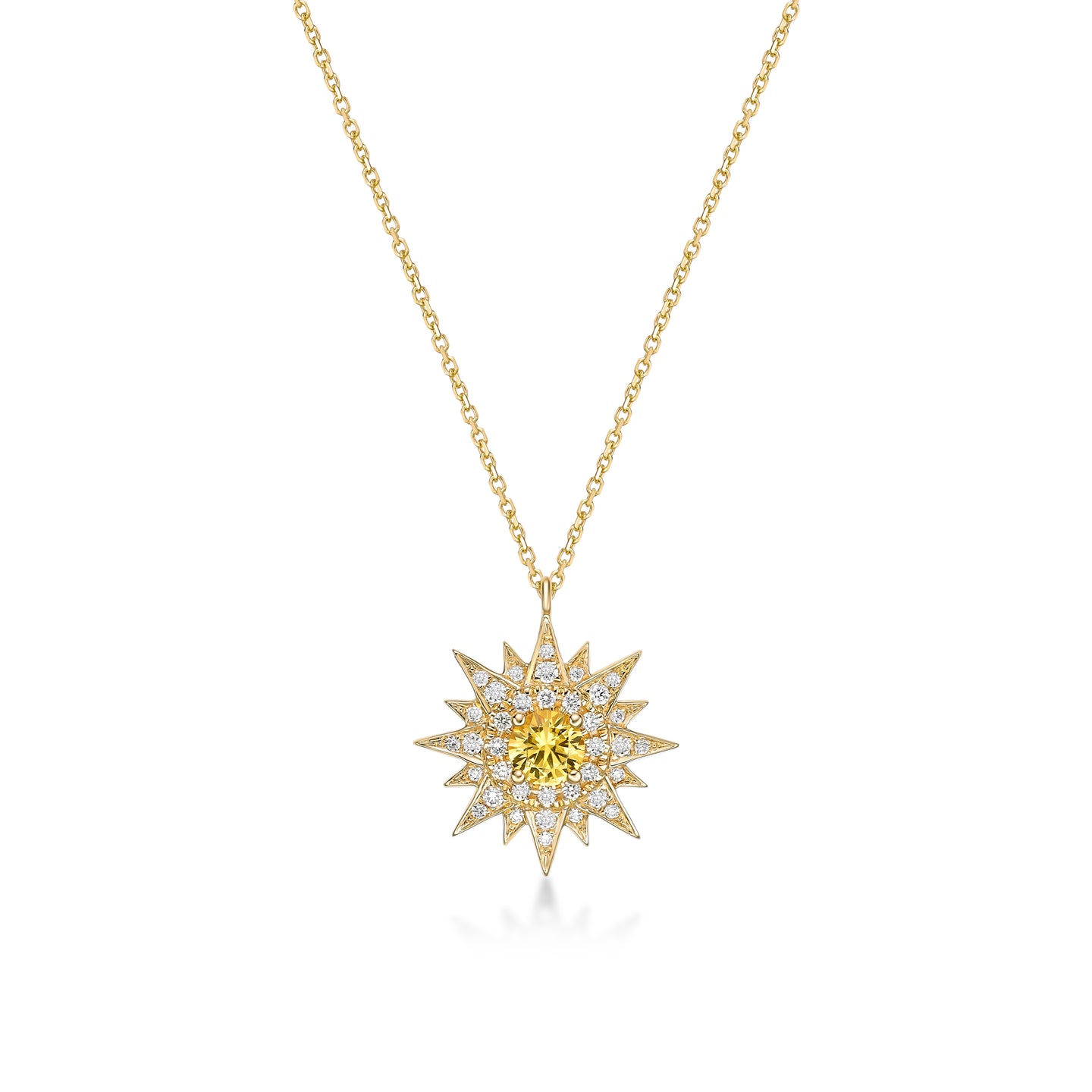 Radiant Sun Yellow Sapphire Diamond Necklace