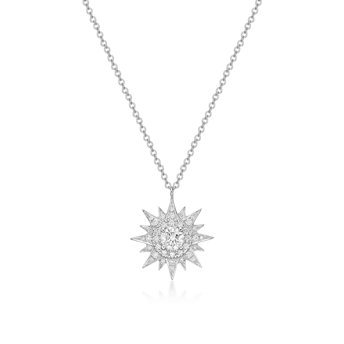 Radiant Sun Diamond White Gold Necklace