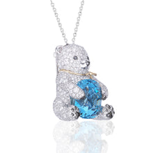 Load image into Gallery viewer, Interchangable Polar Bear Aquamarine Diamond Pendant & Brooch
