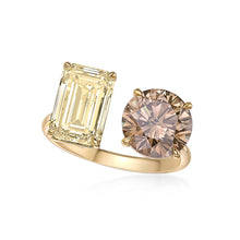 Load image into Gallery viewer, Brown & Yellow Diamond Open Ring
