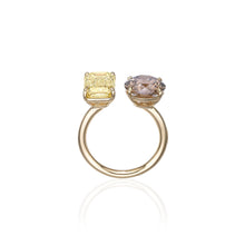 Load image into Gallery viewer, Brown & Yellow Diamond Open Ring