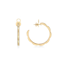 Load image into Gallery viewer, Yellow Gold Petal Diamond Hoop Earrings