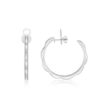 Load image into Gallery viewer, White Gold Petal Diamond Hoop Earrings