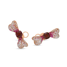 Load image into Gallery viewer, Bow Red Spinel Diamond Earrings
