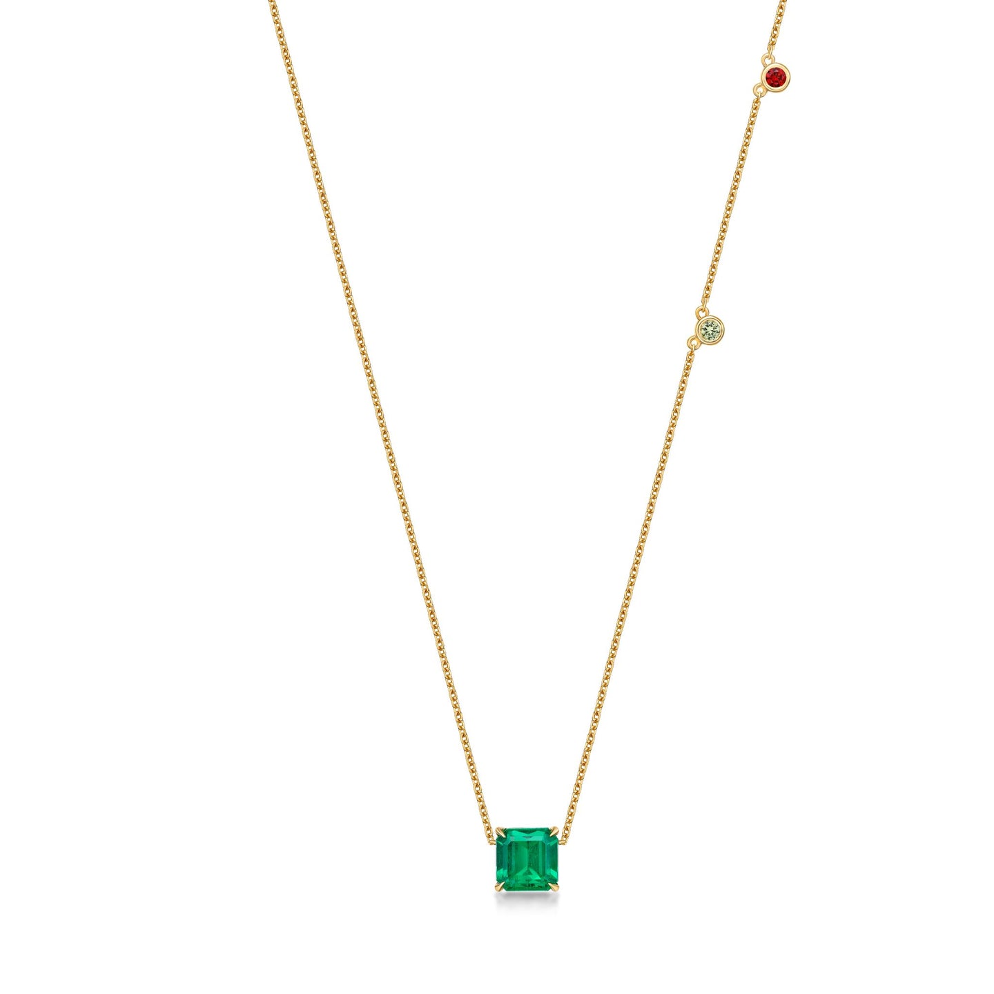 Emerald Orange Sapphire Peridot Necklace