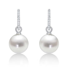 Load image into Gallery viewer, Diamond Hoop Pearl Earrings