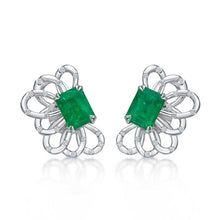 Load image into Gallery viewer, Emerald Diamond Earrings