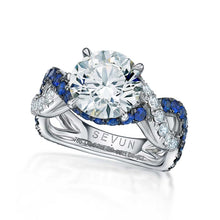 Load image into Gallery viewer, Diamond Sapphire Intertwined Ring
