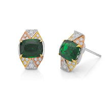 Load image into Gallery viewer, Tsavorite Garnet and Diamond Earrings