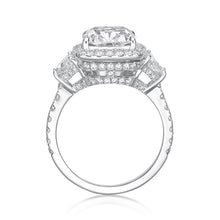 Load image into Gallery viewer, Cushion Halo with Trapezoid Diamond Ring