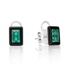 Load image into Gallery viewer, Onyx Emerald Earrings