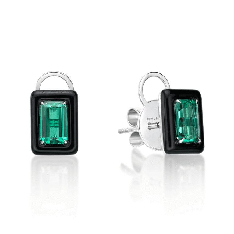 Onyx Emerald Earrings