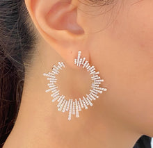 Load image into Gallery viewer, Diamond Radiant Hoop Earrings