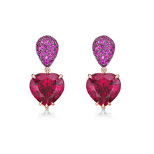 Load image into Gallery viewer, Heart Shape Rubellite and Pink Sapphire Earrings