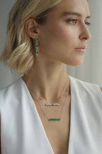 Load image into Gallery viewer, Diamond Emerald Bar Necklace